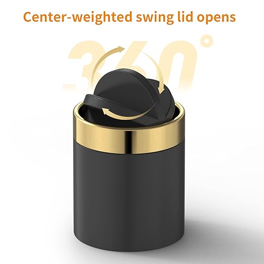 Mini Trash Can with Lid, Desktop Small Trash Can Recycling Bin Cute Metal Garbage Can for Tabletop Countertop Use,Stainless Steel 0.4Gal/1.5L Waste Bin for Office Parlor Car Bedroom,Swing Lid Open