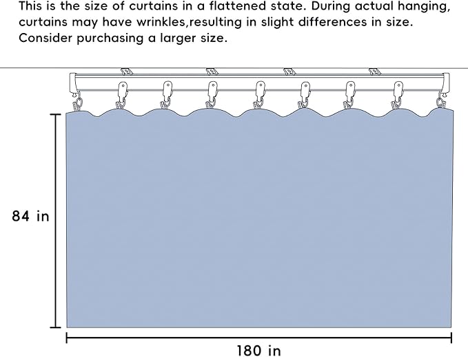 Room Divider Curtains Total Blackout Privacy Curtain Panel Room Thermal Insulated Noise Reduction Curtains for Bedroom Window Living Room Ceiling Track Curtain W 15 ft × H 7 ft Azure Blue