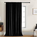 Joydeco Velvet Curtains 108 inch 1 Panel, Long Luxury Black Blackout Thermal Insulated Rod Pocket Window Curtains, Super Soft Room Darkening Drapes for Living Room Bedroom, W100 x L108 Inch, Black