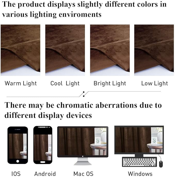 StangH 90 inch Length Brown Curtains Light Blocking Velvet Window Drapes for Dining Room, Farmhouse Rod Pocket Thermal Insulated Panels for Bedroom, W52 x L90, 2 Panels