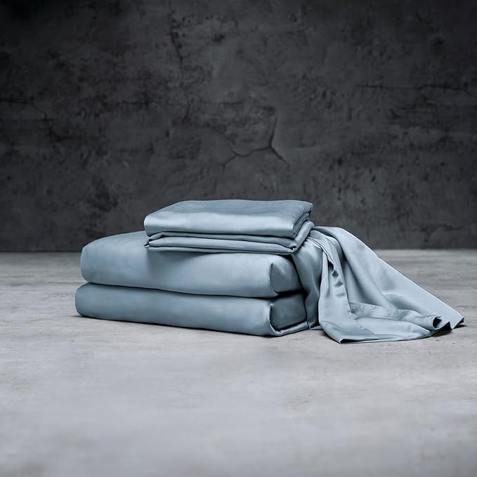 LUXOME Luxury Sheet Set | 100% Rayon (Viscose) from Bamboo | Full Size - Surf | Deep Pockets | 4-Piece Set (Fitted, Flat, 2 Pillowcases)