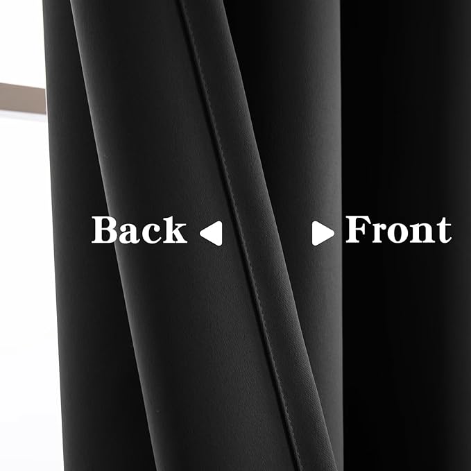 Blackout Curtains 84 Inch Length 2 Panels Set, Black Out Curtains for Bedroom 84 Inch Long, Rod Pocket Energy Saving Room Darkening Drapes for Living Room Window Dark Grey(W52 x L84)