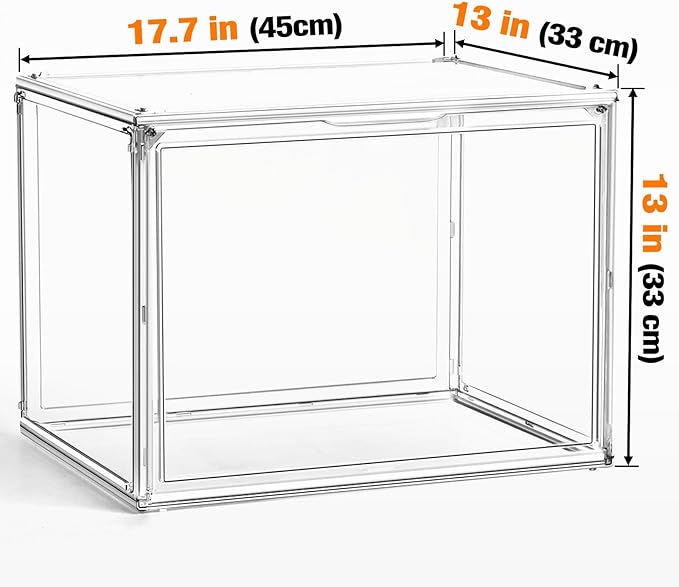 5 Pack XXX-Large Acrylic Display Case 17.7''x13''x13'' Tall Boot Storage Box Handbag Organizer for Closet Clear Boot Organizer Stackable Figure, Collectibles, Helmet Showcase with Magnetic Lid