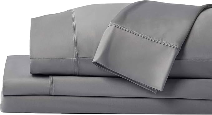 SHEEX - Original Performance Sheets Set (Queen) Graphite - Cooling Sheets - Moisture Wicking - 1 Flat Cooling Sheet, 1 Fitted Cooling Sheet, 2 Pillow Covers - Wrinkle Free - Sleep Aid