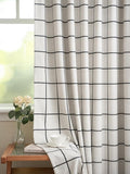 Plaid Pinch Pleated Curtains - Modern Luxury Linen Buffalo Blackout Drapes, Thermal Insulated Double Layer Window Panels for Living Room Bedroom, 90 Inches Long Black 2 Panels Set