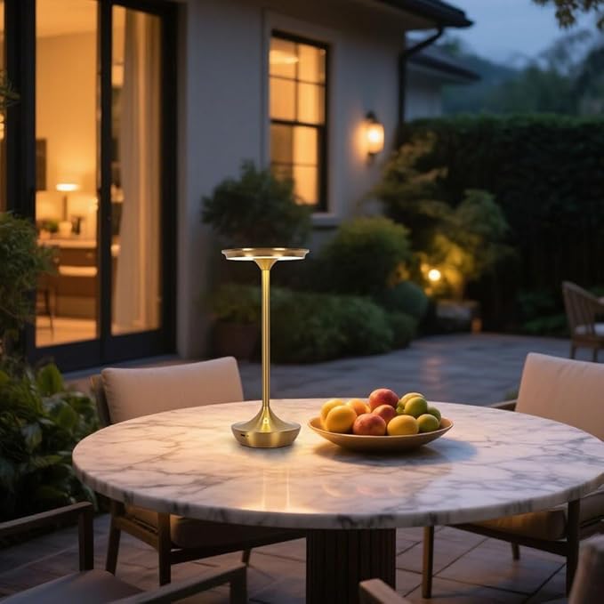 EJQ Rechargeable Cordless Table Lamp, 6000mAh Battery Operated LED Table Lights,Touch Control - 3 Color Dimmable for Bedroom, Patio, Cofee, Outdoor,Dining Home,Restaurant&Living Room-Gold
