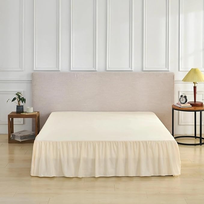Bed Skirt Full Size Ruffled Bed Skirt with Split Corners, Full Bed Skirts 16 Inch Drop with Platform, 16'' Full, Beige