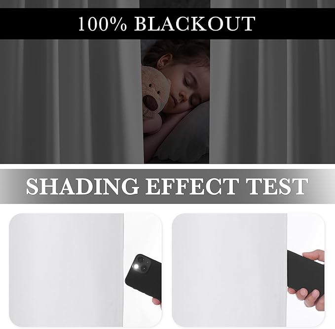 RYB HOME 100% Blackout White Velvet Curtains for Bedroom, Back Tab and Rod Pocket Thermal Insulated Room Darkening Curtains for Living Room Nursery, White, 52W x 108L, 2 Panels