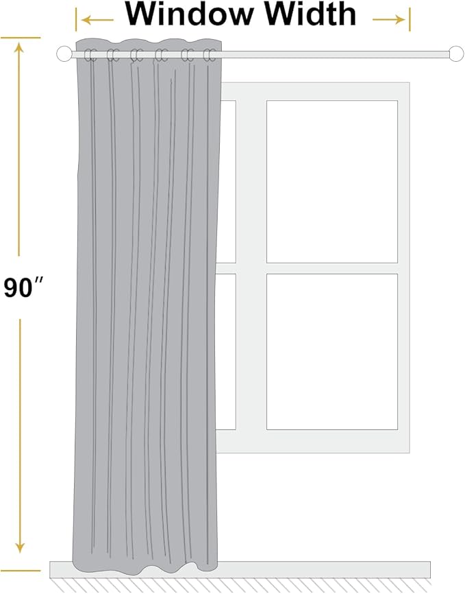 ChrisDowa 100% Blackout Natural Solid Solid Curtains 90 Inches Long 2 Panels for Bedroom Living Room,Farmhouse Room Darkening Thermal Insulated Soundproof Grommet Top Window Treatment Drapes,52x90