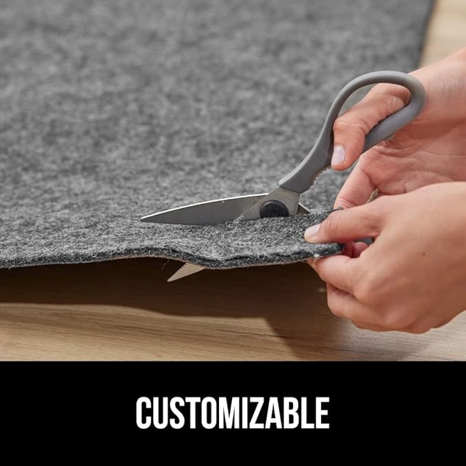 GORILLA GRIP Felt and Natural Rubber Stay in Place Slip Resistant Rug Pad, 1/4in Thick, 8x11 FT Protective Padding Under Area Rugs, Cushioned Gripper Pads, Carpet Runners, Hardwood Floors Protection