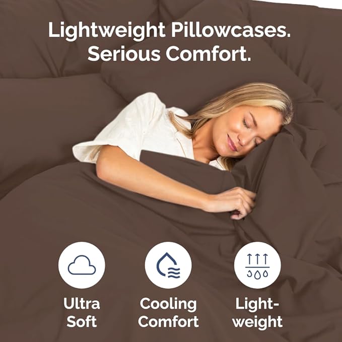 King Pillow Cases Set of 8 - Ultra Soft Hotel Quality Pillowcase Covers - Comfy & Wrinkle Free - Shrink, Stain and Fade Resistant - Easy-Care, Machine Washable Pillow Protectors - 8 Piece Set - Brown