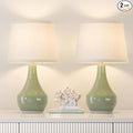 Seealle Modern Green Table Lamps Set of 2 - Bedside Lamps for Night Stands, 19.4" Bedroom Lamps for Living Room Sage Green Lamps with Rocker Switch