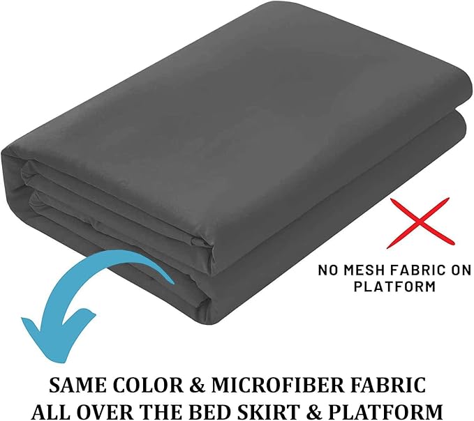Ruffled Bed Skirt with Split Corners, Dark Grey, Full 18 Inch Drop Bedskirt, Hotel Quality Brushed Microfiber Wrinkle Free Dust Ruffle Bed Skirt Full Size