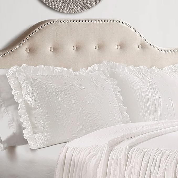 Lush Decor Ruffle Skirt Bedspread Set - 2-Piece Luxurious Farmhouse Bedding - Elegant Ruffle Detail - Timeless Style - Soft Lightweight Sheets - Twin, Blush