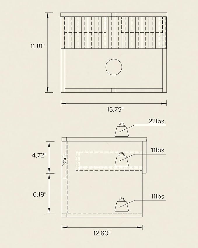 Floating Nightstands Set of 2 with Drawer and Open Shelf, Small Wall Mounted Bedside End Table, Modern Fluted Night Stand for Bedroom, Living Room, Brown
