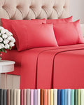 King 6 Piece Sheet Set - Cooling, Comfy & Breathable - Hotel Luxury Bedding - Includes Fitted Sheet for Women, Men, Kids and Teens - 1 Flat, 1 Fitted Sheet, 4 Pillowcases with Deep Pockets - Red