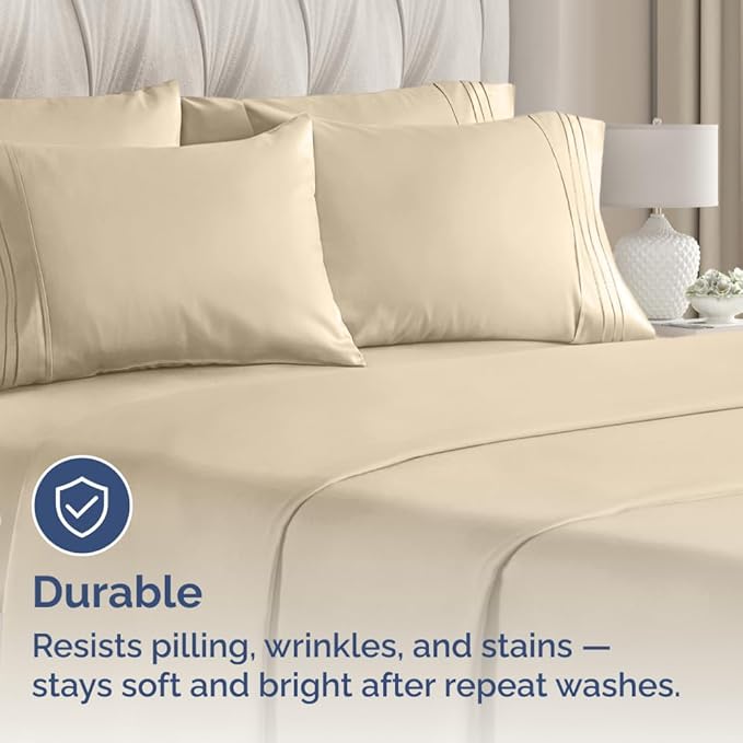 Queen Pillow Cases Set of 8 - Ultra Soft Hotel Quality Pillowcase Covers - Comfy & Wrinkle Free - Shrink, Stain and Fade Resistant - Easy-Care, Machine Washable Pillow Protectors - 8 Pcs Set - Cream
