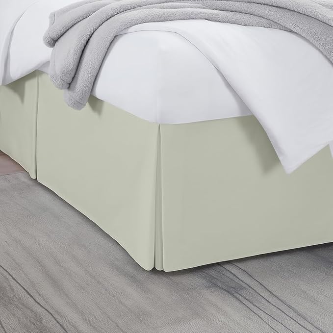 Full Bed Skirt, Luxury 21 Inch Drop Ivory Pleated Bed Skirt, Double Brushed Microfiber, Box Pleat Design, Wrinkle & Fade Resistant, Easy Fit Tailored Bedskirt for Full Size Beds