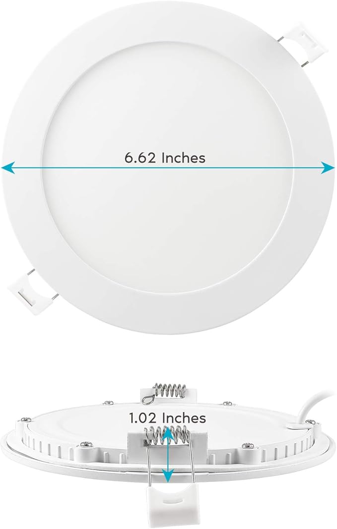 LUXRITE 6 Inch Ultra Thin LED Recessed Light with J-Box, 12W, Color Temperature Selectable 2700K | 3000K | 3500K | 4000K | 5000K, Dimmable Wafer Light, 1000 Lumens, Energy Star, IC Rated (4 Pack)