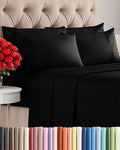 Full 6 Piece Sheet Set - Cooling, Comfy & Breathable - Hotel Luxury Bedding, Includes Fitted Sheet for Women, Men, Kids and Teens - 1 Flat, 1 Fitted Sheet, 4 Pillowcases with Deep Pockets - Black