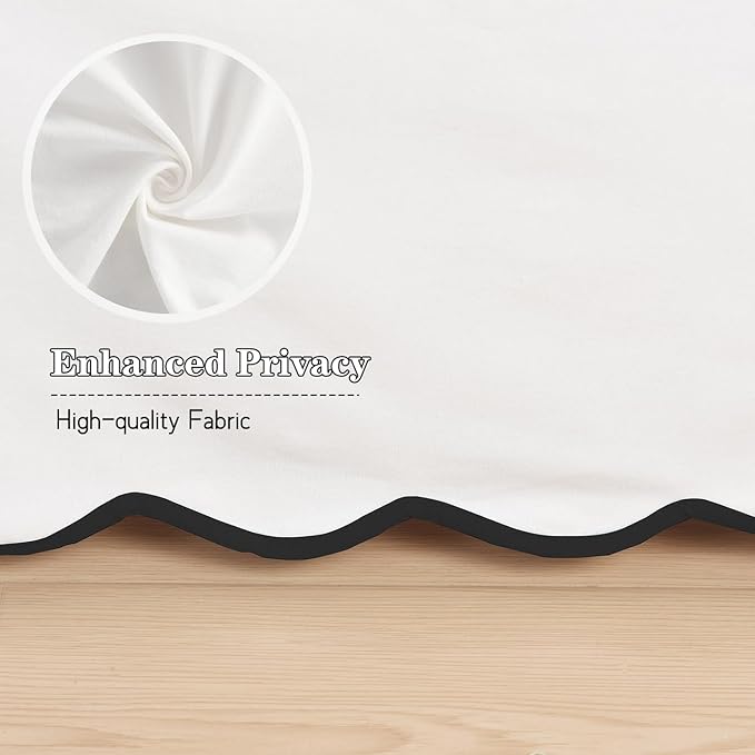 HIG Off-White Chic King Bed Skirt - Easy Fit Scallop Edge Pleated Bedskirts, 14 Inch Drop Anti-Slip Dust Ruffle, Thick Fabric for Enhanced Privacy, Pre-Washed for Long-Lasting Use(N60022)