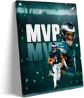 B.B.F MAKE 2025 Super Canvas Bowl Wall Art Champions MVP Hurts Canvas Wall Decor Eagles Poster Print Philadelphia Sports Star Picture Gift Modern Bedroom Living Room Home Decoration, Framed 11x14inch