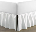 SKY BEDDINGS - Full Size Ruffled Bed Skirt with Split Corners - 16 Inch Drop Dust Ruffle Bed Skirt with Platform Three Sided Coverage - 100% Microfiber, White