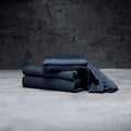 LUXOME Luxury Sheet Set | 100% Rayon (Viscose) from Bamboo | California King - Navy | Deep Pockets | 4-Piece Set (Fitted, Flat, 2 Pillowcases)