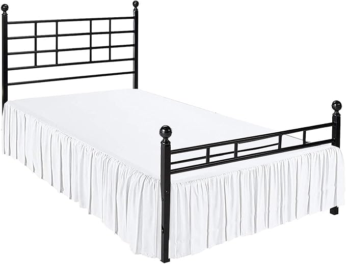 Ruffled Bed Skirt with Split Corners, White, Twin 12 Inch Drop Bedskirt, Hotel Quality Brushed Microfiber Wrinkle Free Dust Ruffle Bed Skirt Twin Size