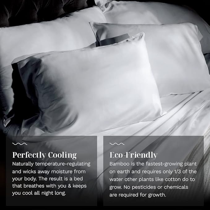 LUXOME Luxury Sheet Set | 100% Rayon (Viscose) from Bamboo | Twin Size - White | Deep Pockets | 3-Piece Set (Fitted, Flat, Pillowcase)