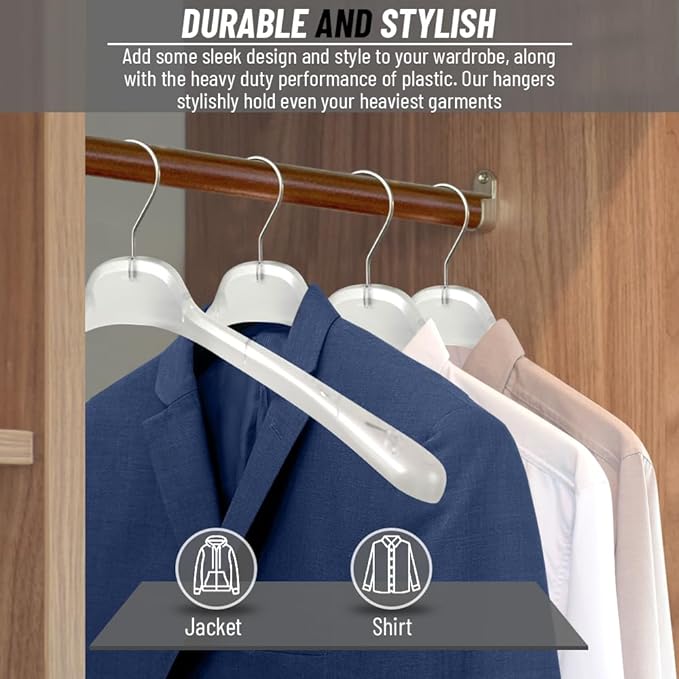 All Hung Up Hangers Plastic Coat Hangers, Clothes Hangers (Smokey Clear, 100pk)