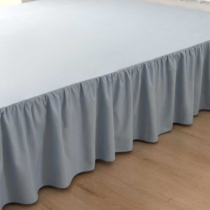 Bed Skirt Full Size Ruffled Bed Skirt with Split Corners, 14 Inch Drop Dust Ruffle Bed Skirts with Platform, Gathered Style, 100% Microfiber, Grayish Blue