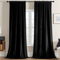 Joydeco Black Velvet Curtains 96 inch Length 2 Panels, Luxury Blackout Rod Pocket Thermal Insulated Window Curtains, Super Soft Room Darkening Drapes for Living Dining Room Bedroom,W62 x L96 inches