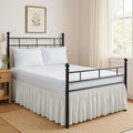 Ruffled Bed Skirt Split Corners with Platform, Tailored Fit Hotel Quality Wrinkle Free Ultra-Soft Microfiber Dust Ruffle, Upto 12 Inch Drop, Queen, Ivory