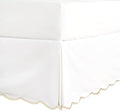 HIG Off-White Chic Twin XL Bed Skirt - Easy Fit Scallop Edge Pleated Bedskirts, 14 Inch Drop Anti-Slip Dust Ruffle, Thick Fabric for Enhanced Privacy, Pre-Washed for Long-Lasting Use(N60022)
