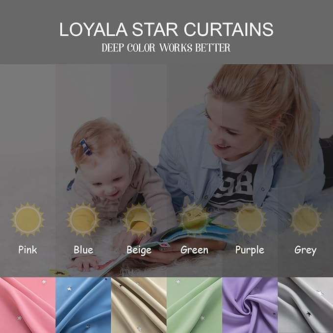 Star Curtains Double Layer Curtains Blackout Curtains for Bedroom Kids Curtains Cute Curtains, Curtains 63 Inches Long 2 Panels Set, Pink Curtains, 42 X 63 Inches