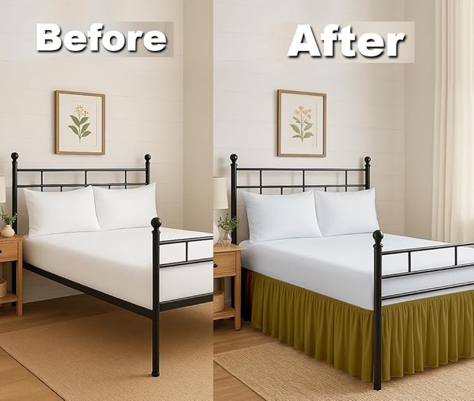 Ruffled Bed Skirt Split Corners with Platform, Tailored Fit Hotel Quality Wrinkle Free Ultra-Soft Microfiber Dust Ruffle, Upto 21 Inch Drop, Twin XL, Taupe