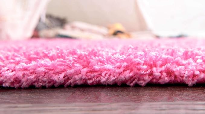 Unique Loom Solid Shag Collection Area Rug (2' 6" x 19' 8" Runner, Taffy Pink)