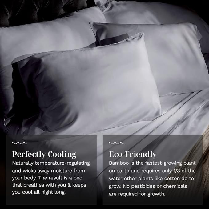 LUXOME Luxury Sheet Set | 100% Rayon (Viscose) from Bamboo | Full Size - Stone | Deep Pockets | 4-Piece Set (Fitted, Flat, 2 Pillowcases)