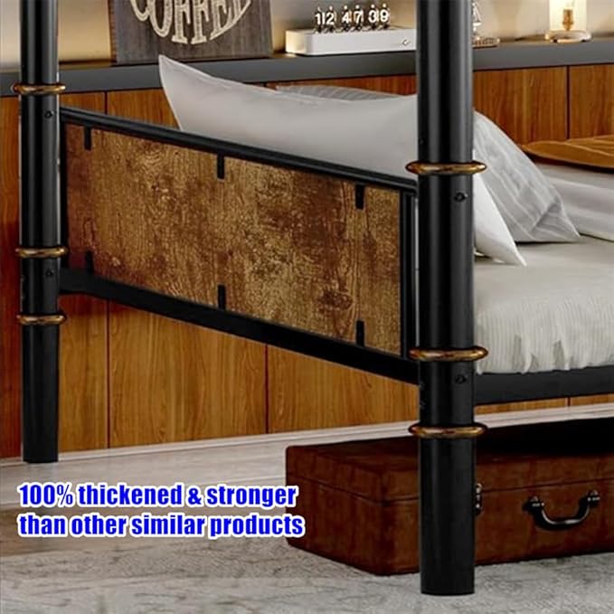 SIGONE Stronger & Safer Heavy Duty Twin XL Over Twin XL Size Bunk Bed for Adults Teens, Thickened More Stable Metal Bunkbed Frame (Greater Weight Capacity)