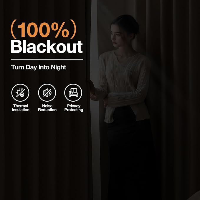 100% Blackout Curtains Thick Soft Curtain 2 Panels for Bedroom, Linen-Look Textured Full Light Blocking Room Darkening Thermal Insulated Drapes for Windows (W52xL45, Taupe)