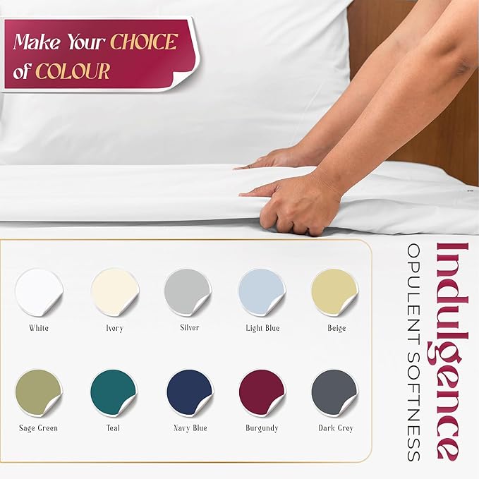 Mayfair Linen 100% Egyptian Cotton Full Size Bed Sheets - Luxury 1200 Thread Count Egyptian Cotton Sheets Full Size Bed Set (4 PC, White), Silky Soft, Cooling, 17" Deep Pocket Sateen Weave Bedding