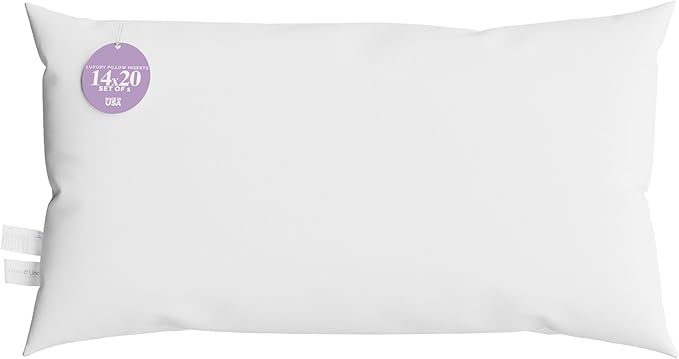 Looms & Linens 14x20 inch Lumbar Support Pillow Inserts for Rectangle Pillows - Lumbar Pillows Made in USA Only - Hypoallergenic Throw Pillows for Couch