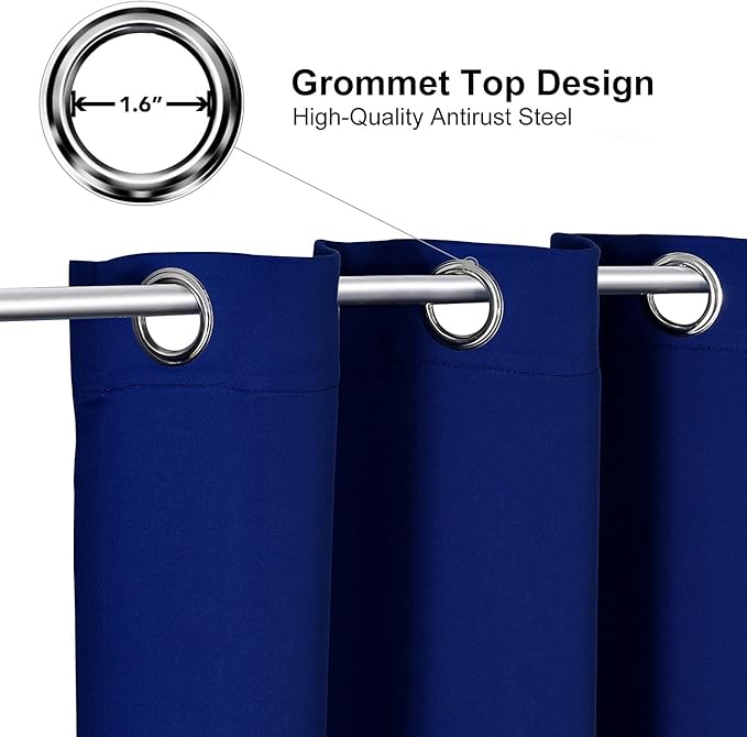 ChrisDowa Grommet Blackout Curtains for Bedroom and Living Room - 2 Panels Set Thermal Insulated Room Darkening Curtains (Royal Blue, 38W x 54L)