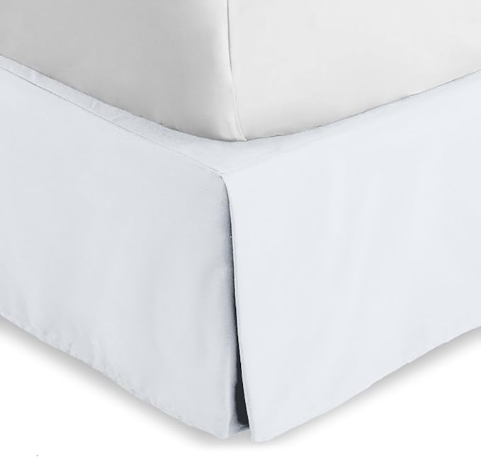 Bare Home Queen Bed Skirt - 15-Inch Tailored Drop Easy Fit - Bed Skirt for Beds - Center & Corner Pleats (Queen, White)