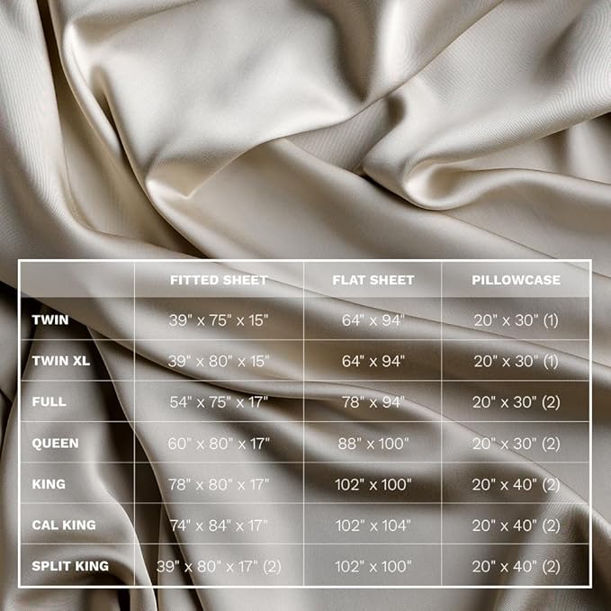LUXOME Luxury Sheet Set | 100% Rayon (Viscose) from Bamboo | Split King - Dune | Deep Pockets | 5-Piece Set (2 Fitted, Flat, 2 Pillowcases)