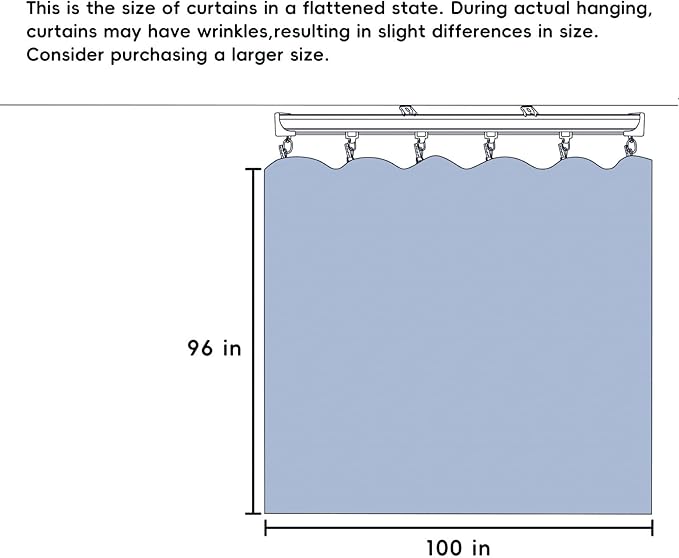 Room Divider Ceiling Mounted Curtains Track Sets Extra Wide Blackout Curtain Flexible Tracks for Bedroom Privacy Partition Separator, 1Panel Beige Drape and White Rail, W8.3 x H8ft