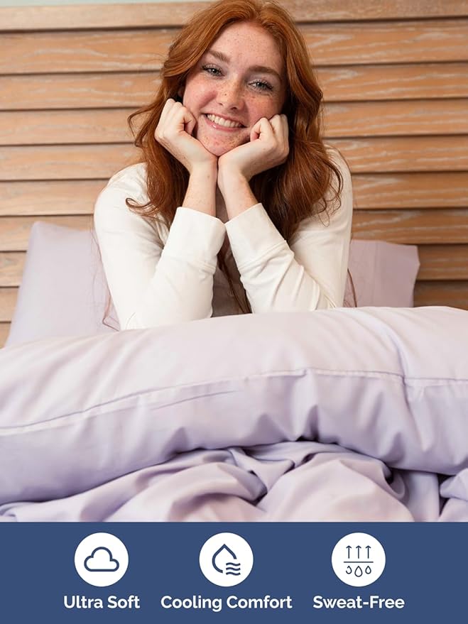 Extra Deep Twin Sheet Set - 4 Piece Breathable and Cooling Sheets - Hotel Luxury Bed Sheets Set - Easy Fit - Soft, Wrinkle Free and Comfy Sheets Set - Light Lavender Sheet Set with Extra Deep Pockets