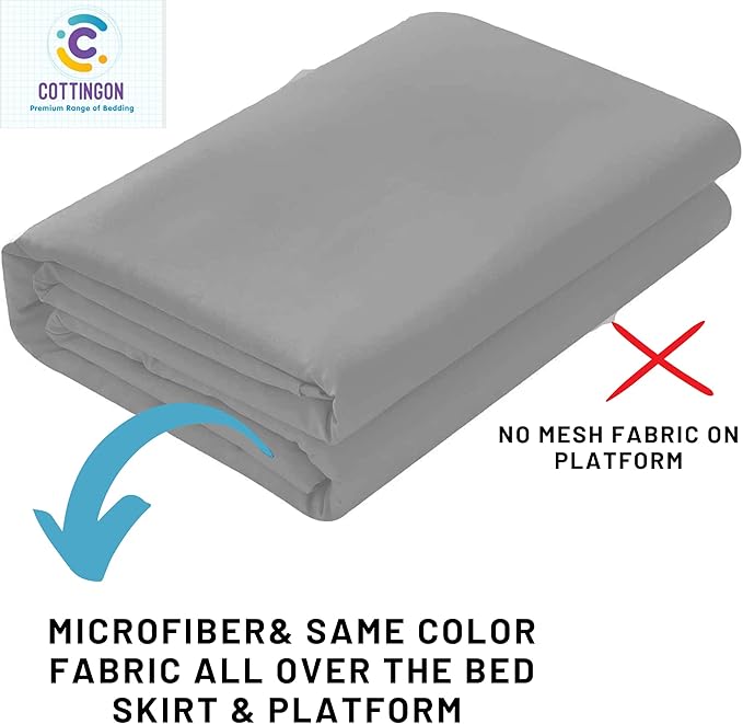 Ruffled Bed Skirt with Split Corners-Dust Ruffle - 14" Drop 100% Microfiber Soft,Sheen & Luxurious Look - Bed Skirts (Light Grey -Twin)