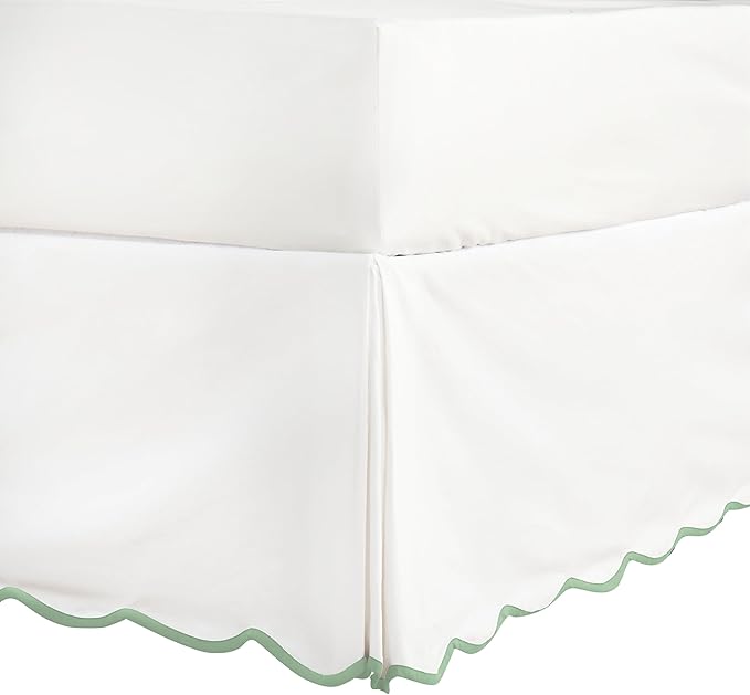 HIG Off-White Chic Twin XL Bed Skirt - Easy Fit Scallop Edge Pleated Bedskirts, 14 Inch Drop Anti-Slip Dust Ruffle, Thick Fabric for Enhanced Privacy, Pre-Washed for Long-Lasting Use(N60022)